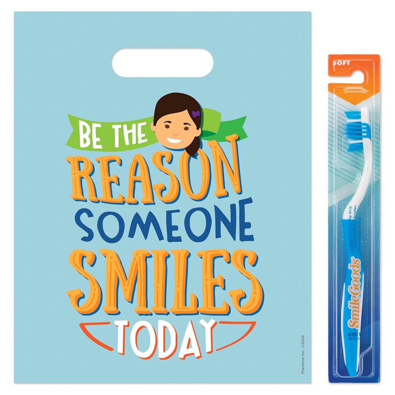 Practicon Smiling Memojis 8" x 10" Dental Giveaway Bag, Dental Hygiene Patient Care Goodie Bag, Dentist Office Plastic Gift Bags, 100 Pack - Image 4